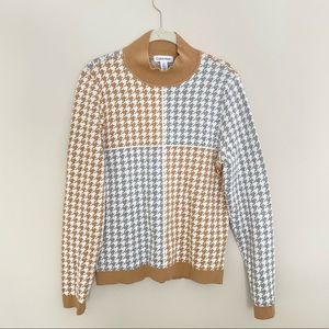 Calvin Klein color block houndstooth sweater